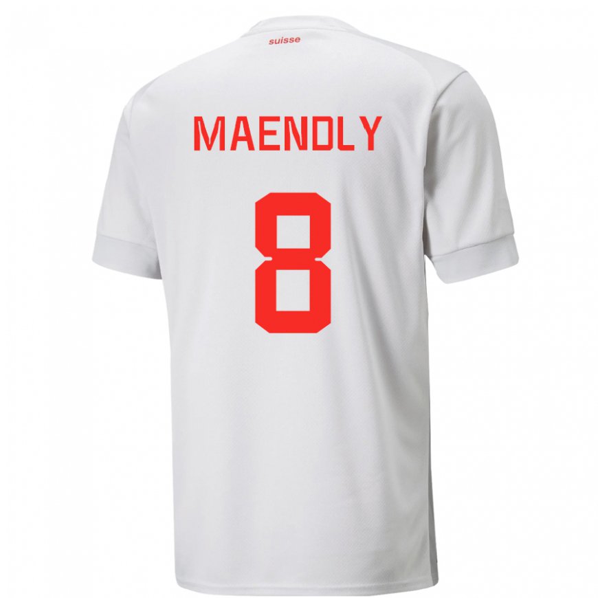 Kandiny Gyermek Svájci Sandy Maendly #8 Fehér Idegenbeli Jersey 22-24 Mez Póló Ing