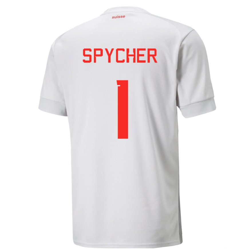 Kandiny Gyermek Svájci Tim Spycher #1 Fehér Idegenbeli Jersey 22-24 Mez Póló Ing
