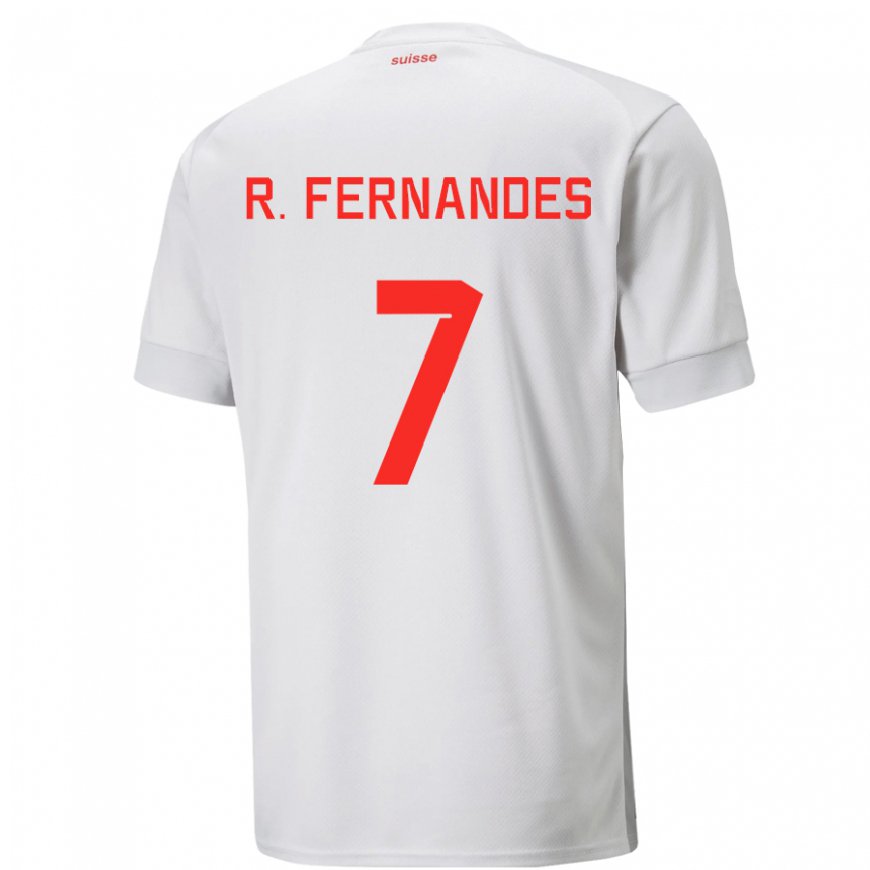Kandiny Gyermek Svájci Ronaldo Dantas Fernandes #7 Fehér Idegenbeli Jersey 22-24 Mez Póló Ing