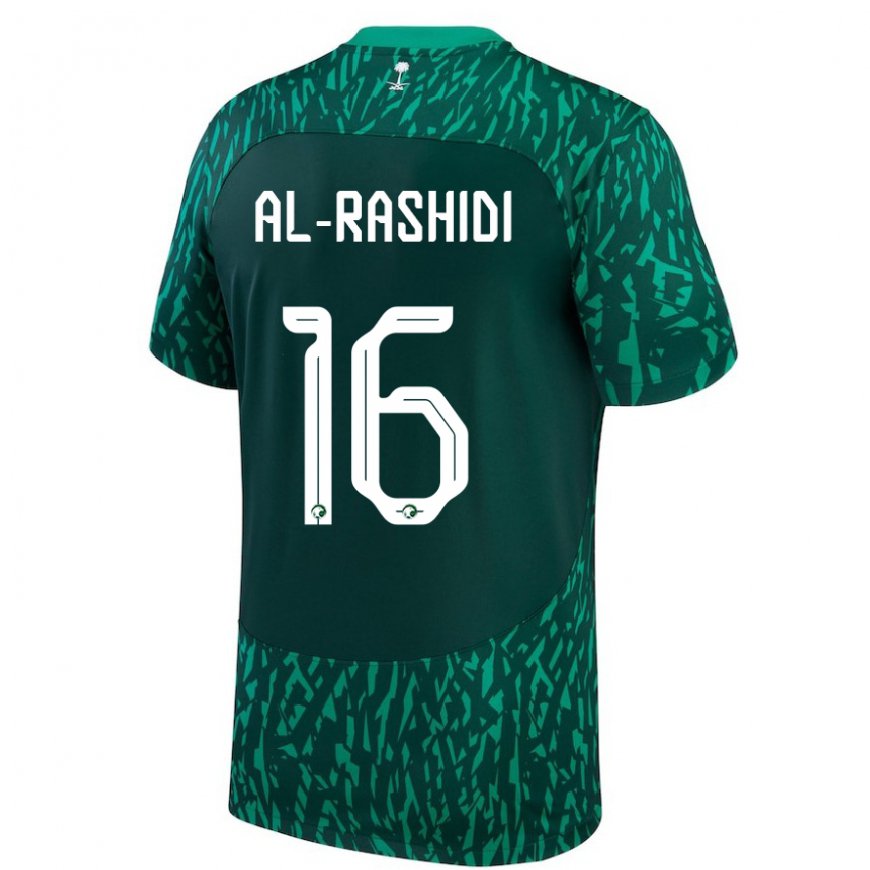 Kandiny Gyermek Szaúd-arábiai Mohammed Al Rashidi #16 Dark Zöld Idegenbeli Jersey 22-24 Mez Póló Ing