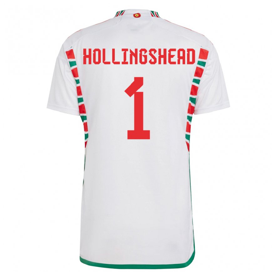 Kandiny Gyermek Walesi Ronnie Hollingshead #1 Fehér Idegenbeli Jersey 22-24 Mez Póló Ing