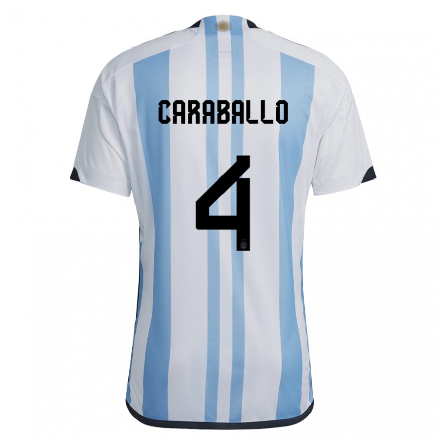 Kandiny Férfi Argentin Brian Caraballo #4 Fehér ég Kék Hazai Jersey 22-24 Mez Póló Ing