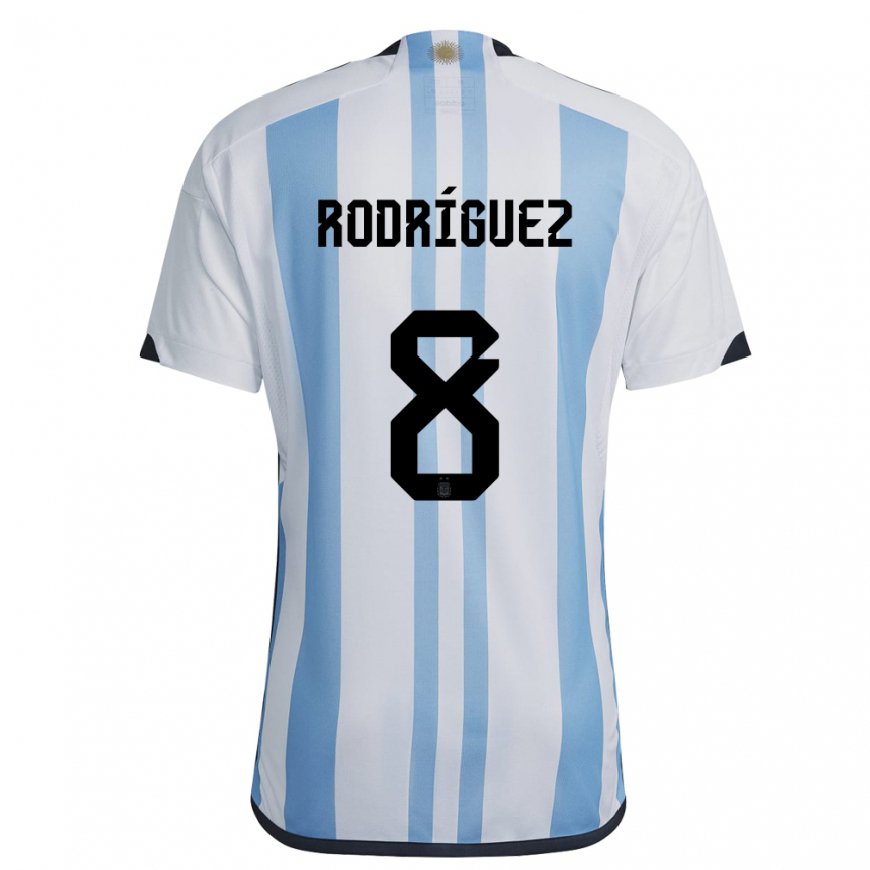 Kandiny Férfi Argentin Agustin Rodriguez #8 Fehér ég Kék Hazai Jersey 22-24 Mez Póló Ing