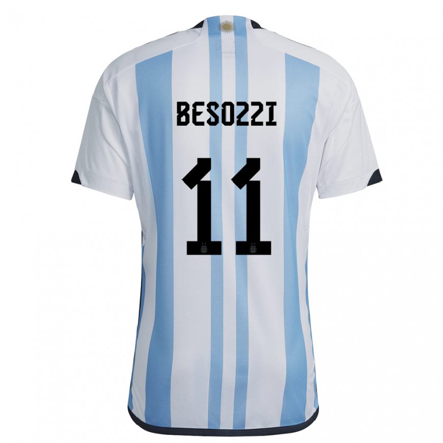 Kandiny Férfi Argentin Lucas Besozzi #11 Fehér ég Kék Hazai Jersey 22-24 Mez Póló Ing