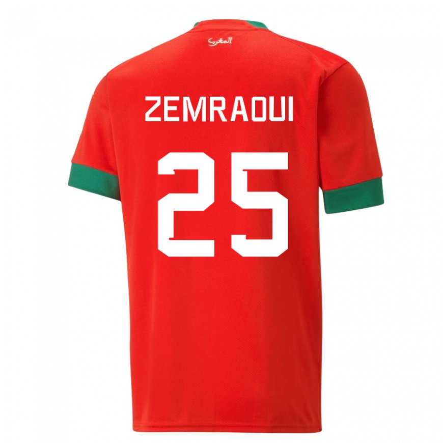 Kandiny Férfi Marokkói Oussama Zemraoui #25 Piros Hazai Jersey 22-24 Mez Póló Ing