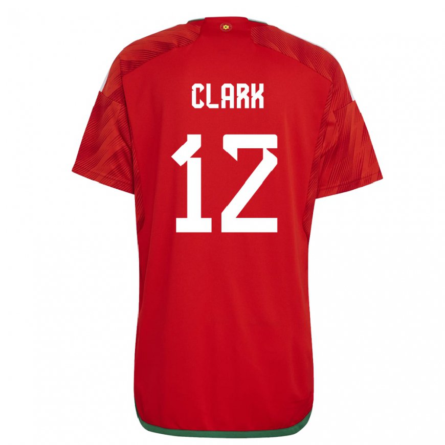 Kandiny Férfi Walesi Olivia Clark #12 Piros Hazai Jersey 22-24 Mez Póló Ing