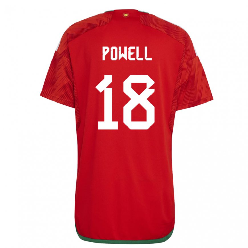 Kandiny Férfi Walesi Ella Powell #18 Piros Hazai Jersey 22-24 Mez Póló Ing