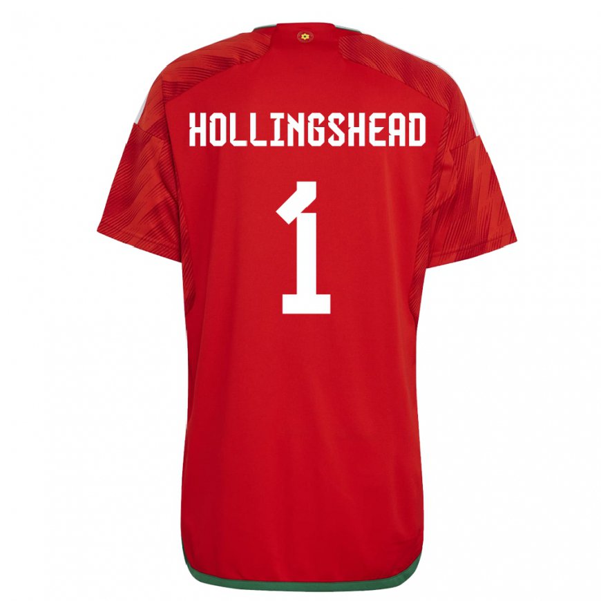 Kandiny Férfi Walesi Ronnie Hollingshead #1 Piros Hazai Jersey 22-24 Mez Póló Ing