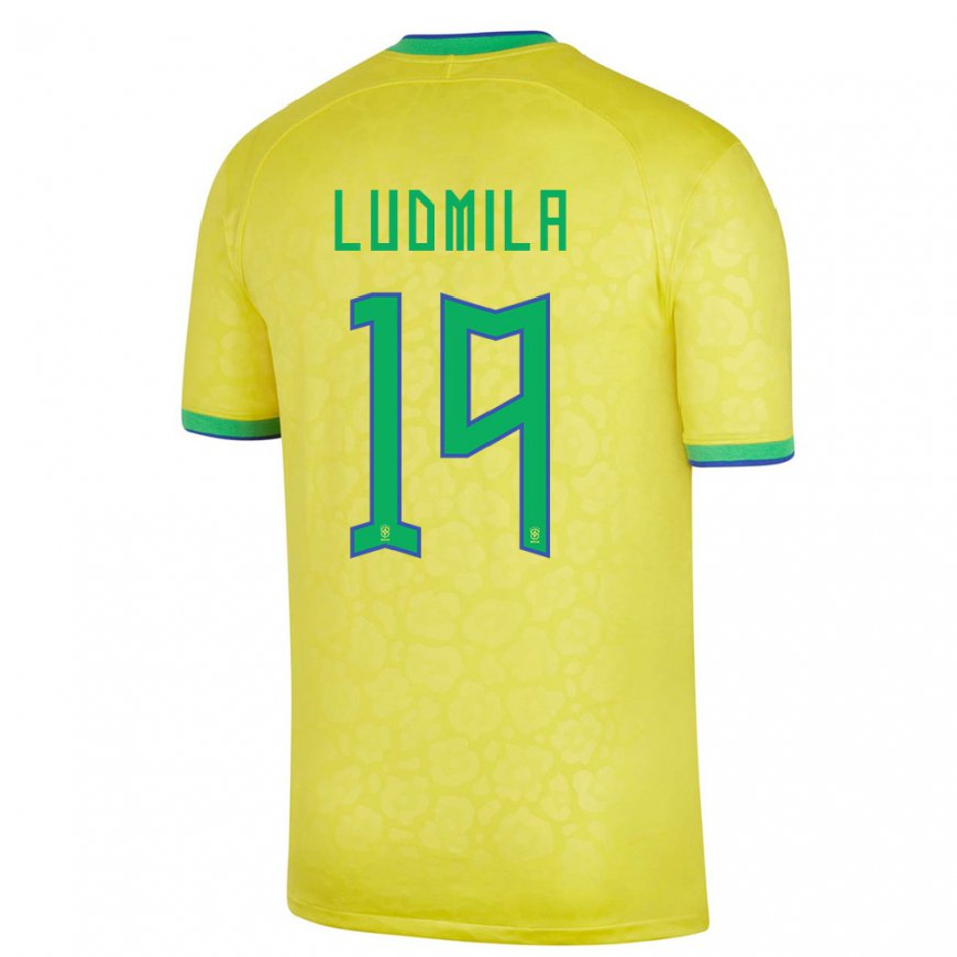 Kandiny Férfi Brazil Ludmila #19 Sárga Hazai Jersey 22-24 Mez Póló Ing
