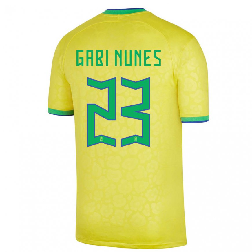 Kandiny Férfi Brazil Gabi Nunes #23 Sárga Hazai Jersey 22-24 Mez Póló Ing