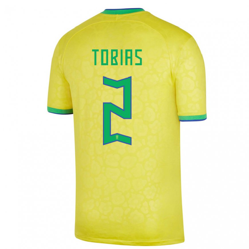 Kandiny Férfi Brazil Vinicius Tobias #2 Sárga Hazai Jersey 22-24 Mez Póló Ing
