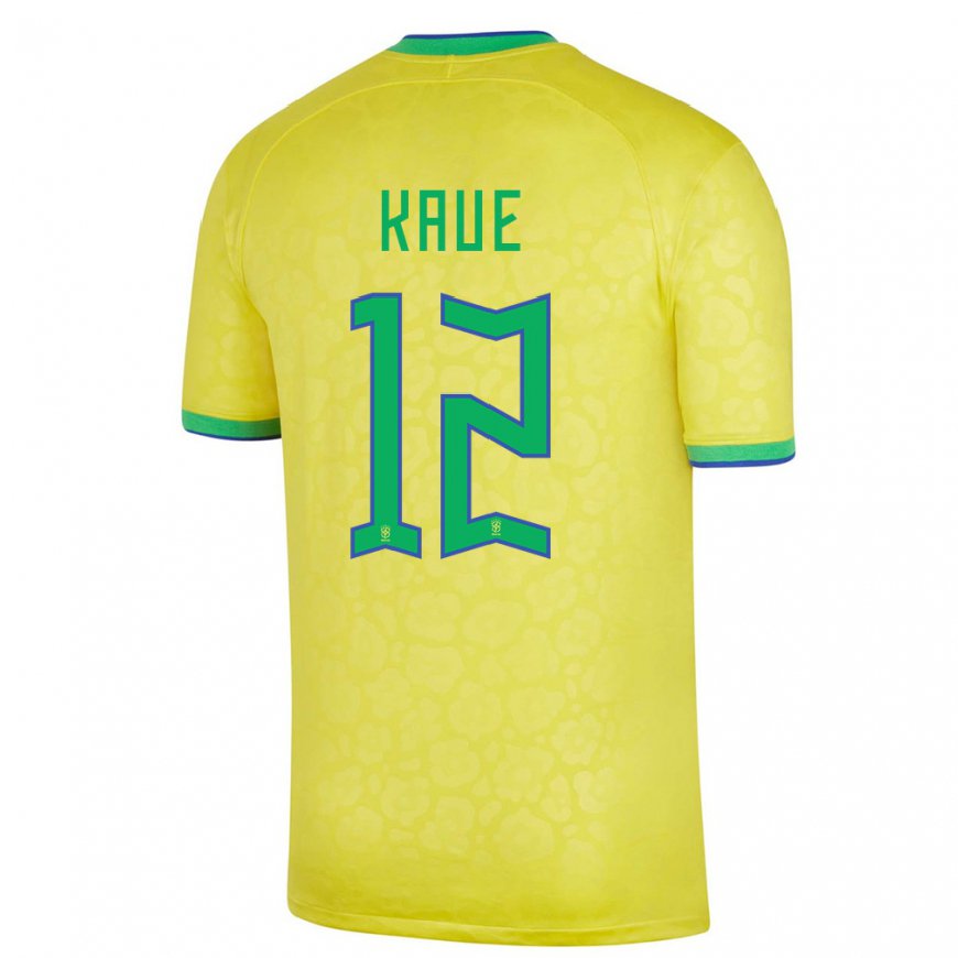 Kandiny Férfi Brazil Kaue #12 Sárga Hazai Jersey 22-24 Mez Póló Ing