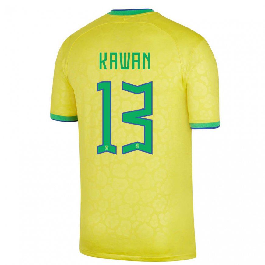 Kandiny Férfi Brazil Lucas Kawan #13 Sárga Hazai Jersey 22-24 Mez Póló Ing