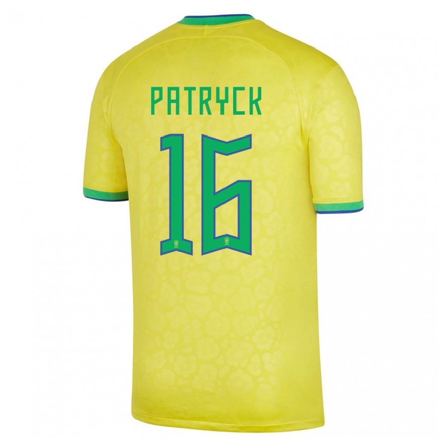 Kandiny Férfi Brazil Patryck #16 Sárga Hazai Jersey 22-24 Mez Póló Ing