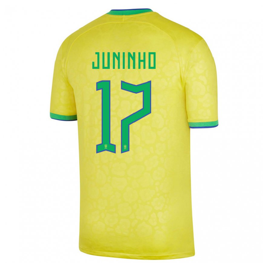 Kandiny Férfi Brazil Juninho #17 Sárga Hazai Jersey 22-24 Mez Póló Ing