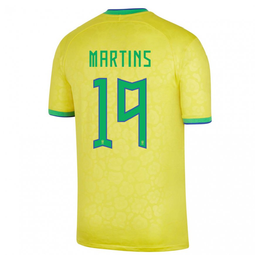 Kandiny Férfi Brazil Matheus Martins #19 Sárga Hazai Jersey 22-24 Mez Póló Ing