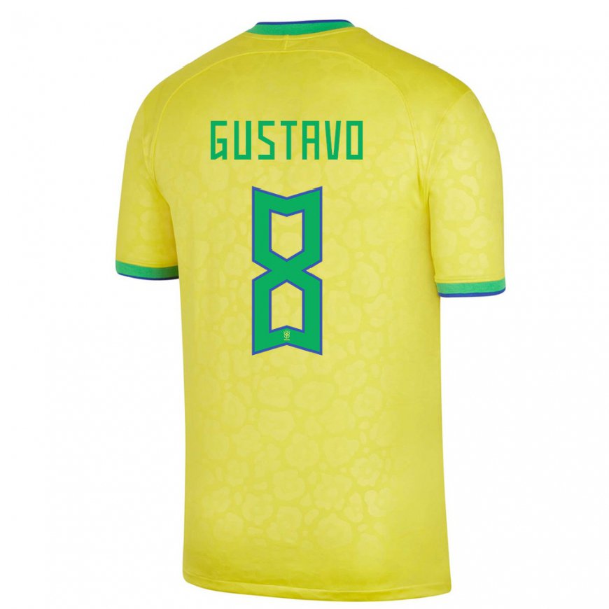 Kandiny Férfi Brazil Luiz Gustavo #8 Sárga Hazai Jersey 22-24 Mez Póló Ing
