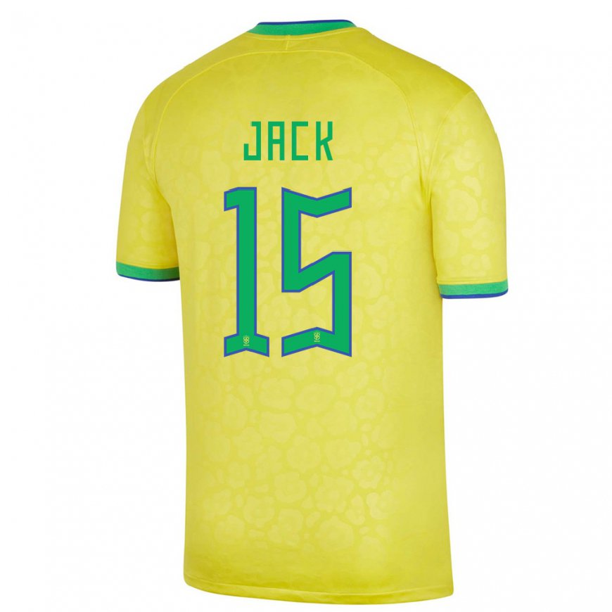 Kandiny Férfi Brazil Fellipe Jack #15 Sárga Hazai Jersey 22-24 Mez Póló Ing