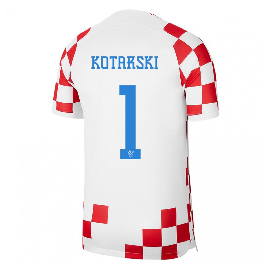 Kandiny Férfi Horvát Dominik Kotarski #1 Piros Fehér Hazai Jersey 22-24 Mez Póló Ing