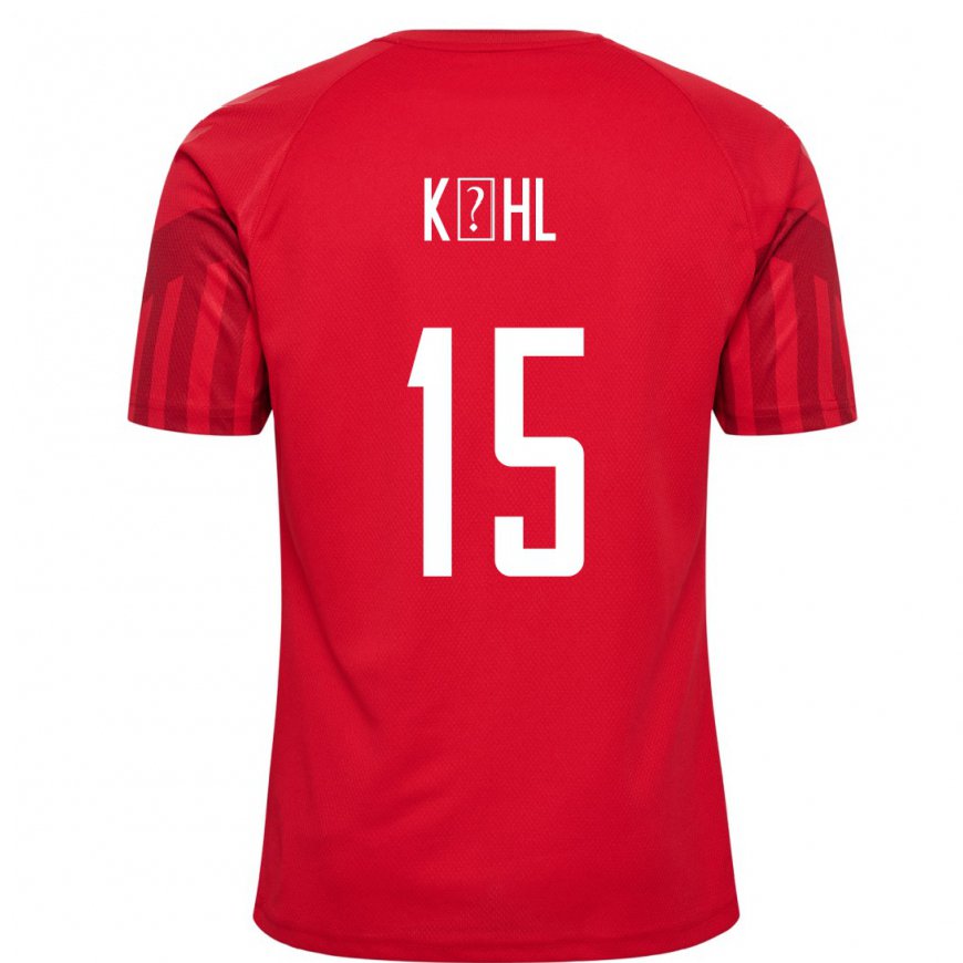 Kandiny Férfi Dán Kathrine Kuhl #15 Piros Hazai Jersey 22-24 Mez Póló Ing