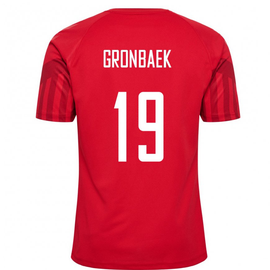 Kandiny Férfi Dán Albert Gronbaek #19 Piros Hazai Jersey 22-24 Mez Póló Ing
