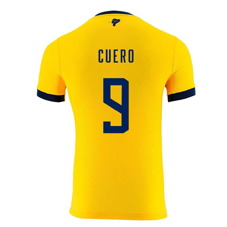Kandiny Férfi Ecuadori Justin Cuero #9 Sárga Hazai Jersey 22-24 Mez Póló Ing