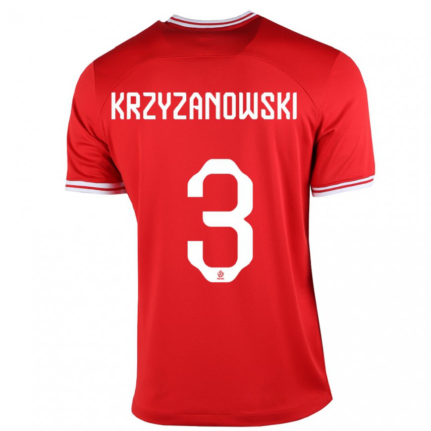 Kandiny Férfi Lengyel Jakub Krzyzanowski #3 Piros Idegenbeli Jersey 22-24 Mez Póló Ing