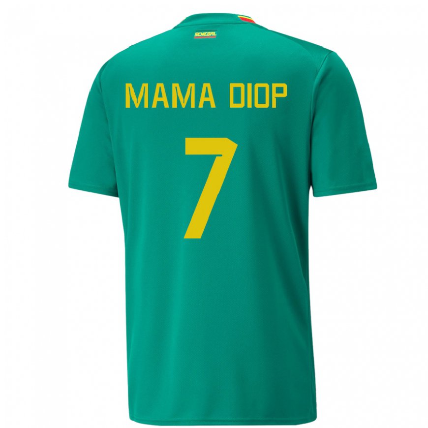 Kandiny Férfi Szenegáli Mama Diop #7 Zöld Idegenbeli Jersey 22-24 Mez Póló Ing