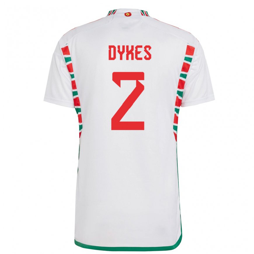 Kandiny Férfi Walesi Loren Dykes #2 Fehér Idegenbeli Jersey 22-24 Mez Póló Ing