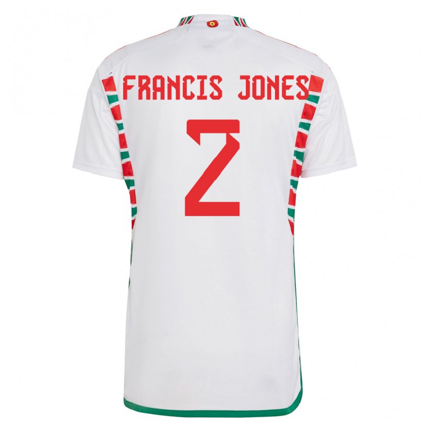 Kandiny Férfi Walesi Maria Francis Jones #2 Fehér Idegenbeli Jersey 22-24 Mez Póló Ing
