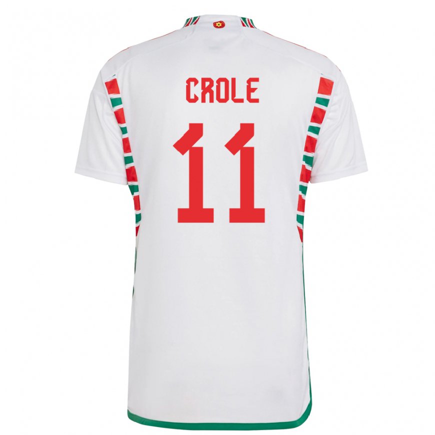 Kandiny Férfi Walesi James Crole #11 Fehér Idegenbeli Jersey 22-24 Mez Póló Ing