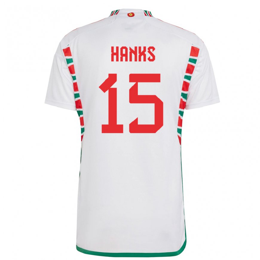 Kandiny Férfi Walesi Justin Hanks #15 Fehér Idegenbeli Jersey 22-24 Mez Póló Ing