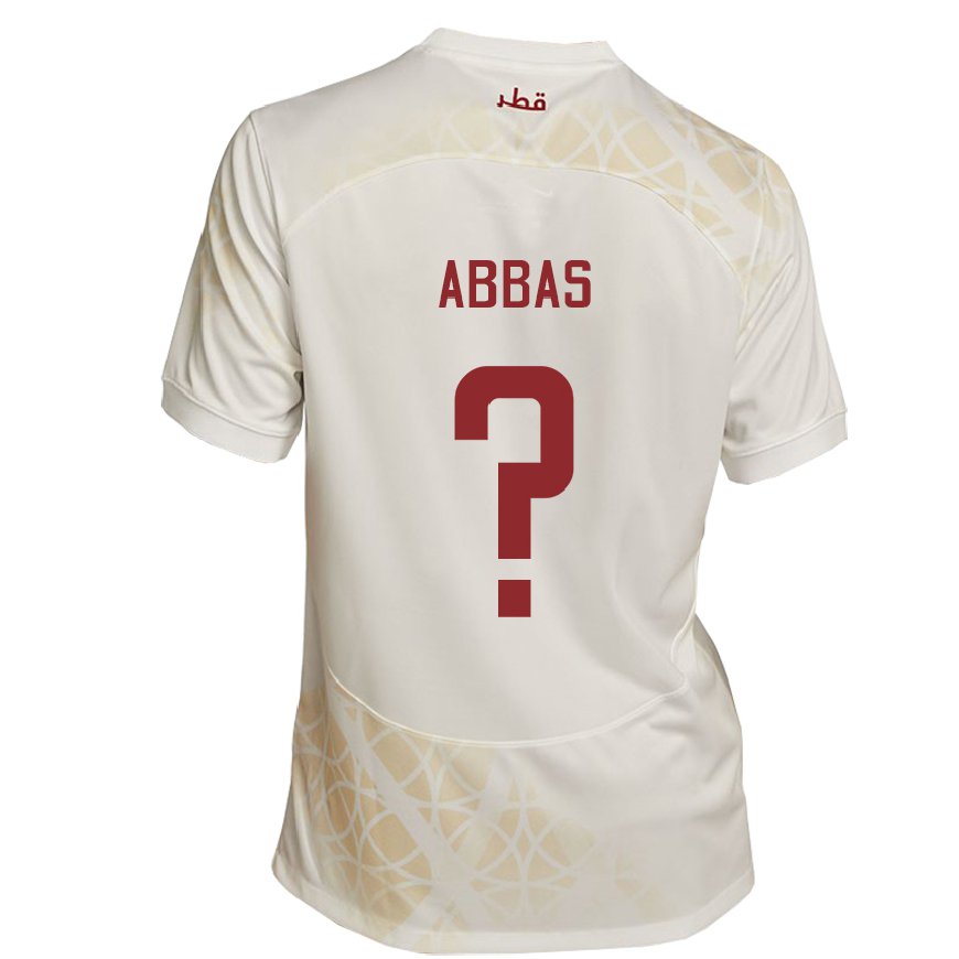Kandiny Férfi Katari Nasser Abbas #0 Arany Bézs Idegenbeli Jersey 22-24 Mez Póló Ing