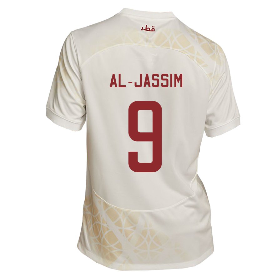 Kandiny Férfi Katari Kholoud Al Jassim #9 Arany Bézs Idegenbeli Jersey 22-24 Mez Póló Ing