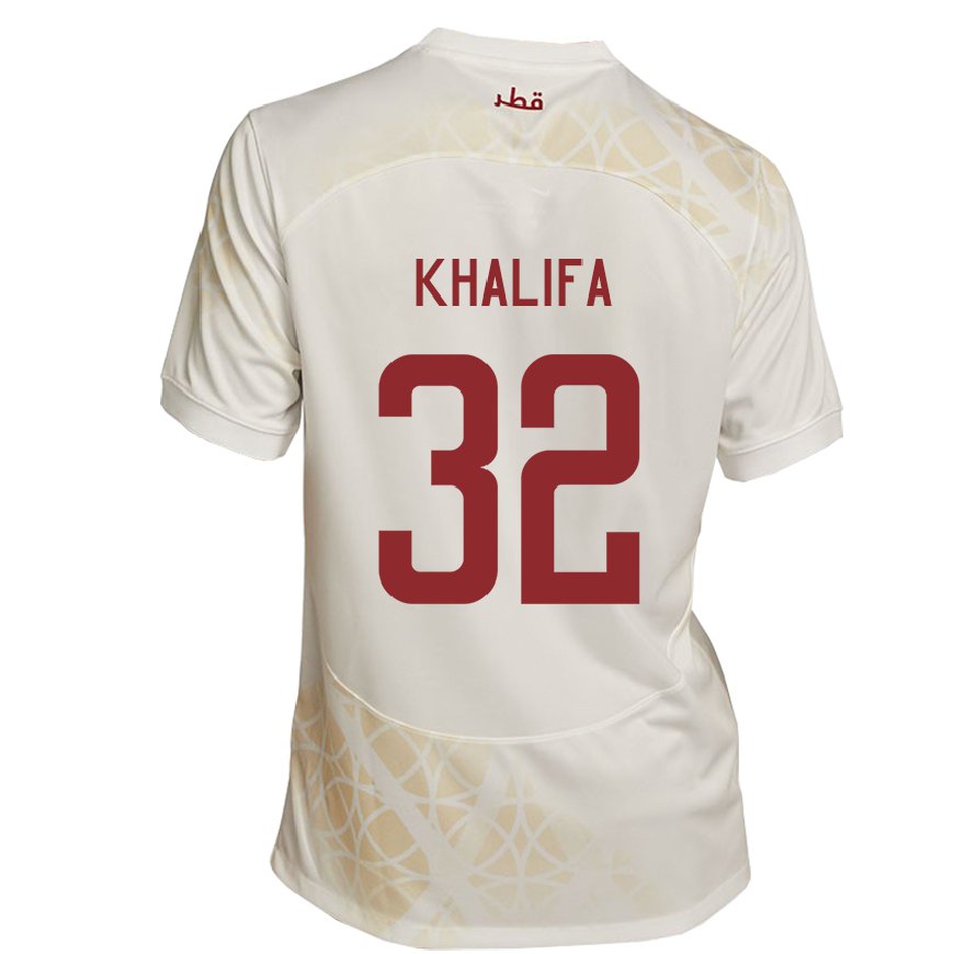 Kandiny Férfi Katari Duana Khalifa #32 Arany Bézs Idegenbeli Jersey 22-24 Mez Póló Ing