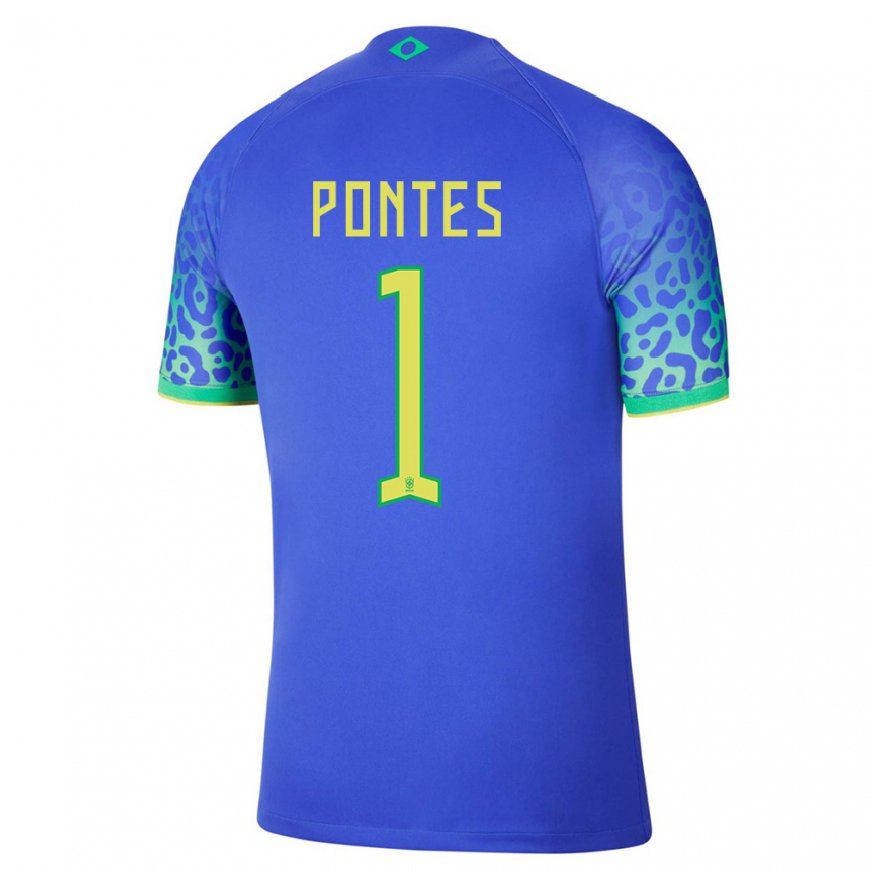 Kandiny Férfi Brazil Mycael Pontes #1 Kék Idegenbeli Jersey 22-24 Mez Póló Ing