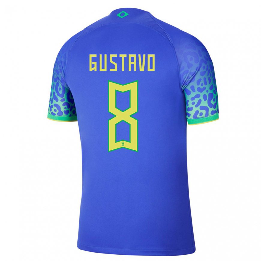 Kandiny Férfi Brazil Luiz Gustavo #8 Kék Idegenbeli Jersey 22-24 Mez Póló Ing