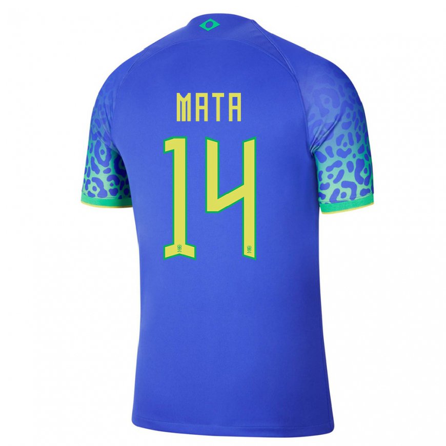 Kandiny Férfi Brazil Da Mata #14 Kék Idegenbeli Jersey 22-24 Mez Póló Ing