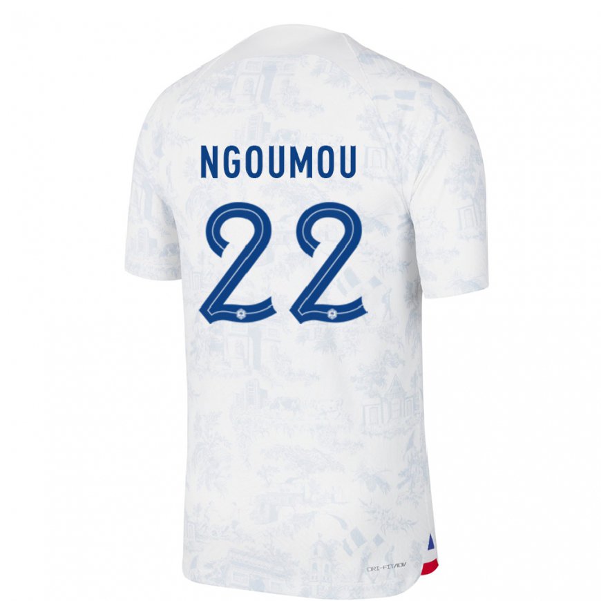 Kandiny Férfi Francia Nathan Ngoumou #22 Fehér Kék Idegenbeli Jersey 22-24 Mez Póló Ing