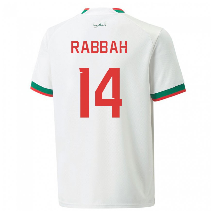 Kandiny Férfi Marokkói Aziza Rabbah #14 Fehér Idegenbeli Jersey 22-24 Mez Póló Ing