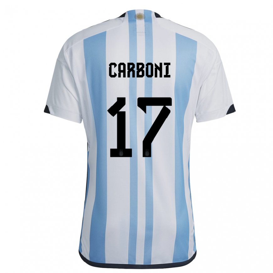 Kandiny Női Argentin Valentin Carboni #17 Fehér ég Kék Hazai Jersey 22-24 Mez Póló Ing