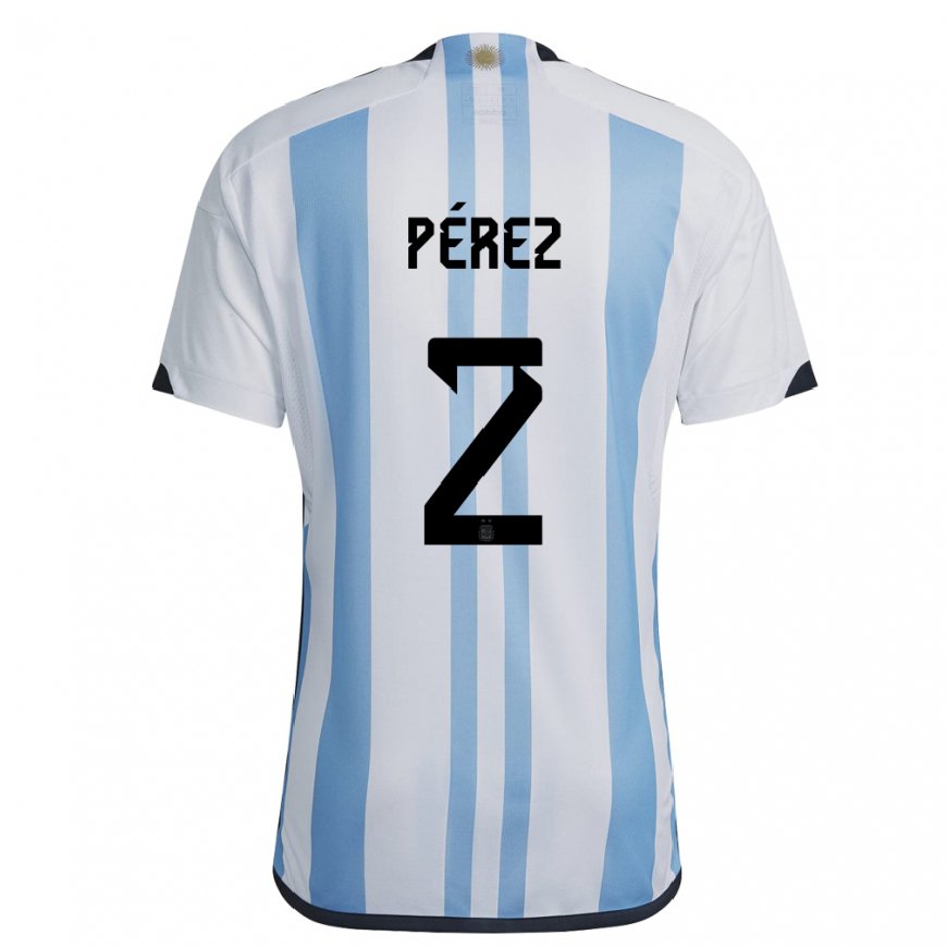 Kandiny Női Argentin Nehuen Perez #2 Fehér ég Kék Hazai Jersey 22-24 Mez Póló Ing