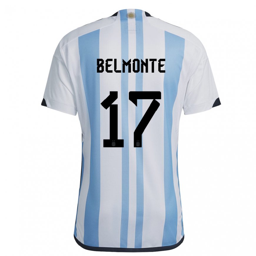 Kandiny Női Argentin Tomas Belmonte #17 Fehér ég Kék Hazai Jersey 22-24 Mez Póló Ing