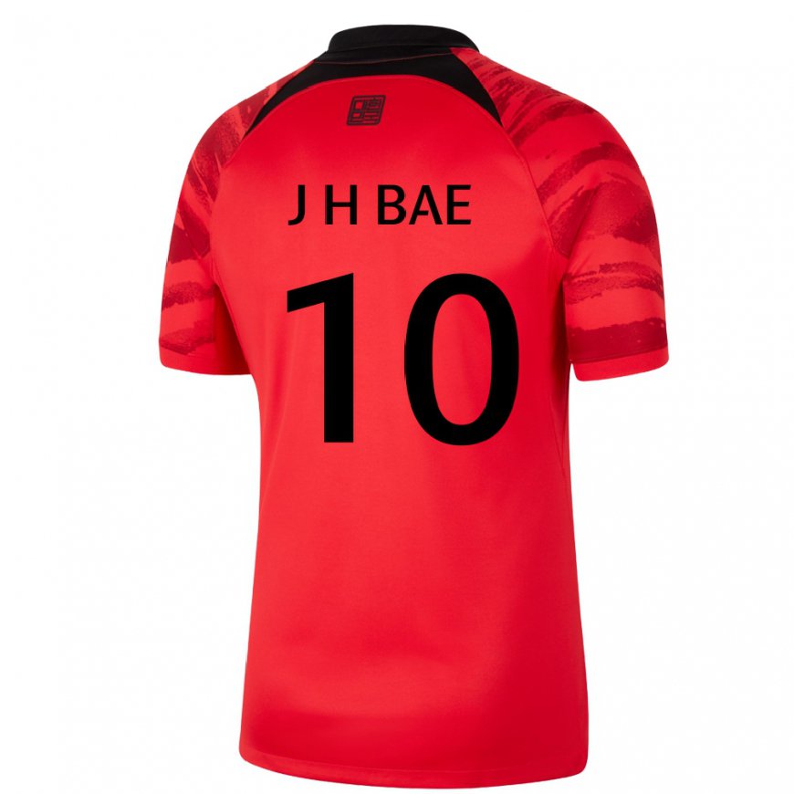 Kandiny Női Dél-koreai Bae Joon Ho #10 Piros Fekete Hazai Jersey 22-24 Mez Póló Ing