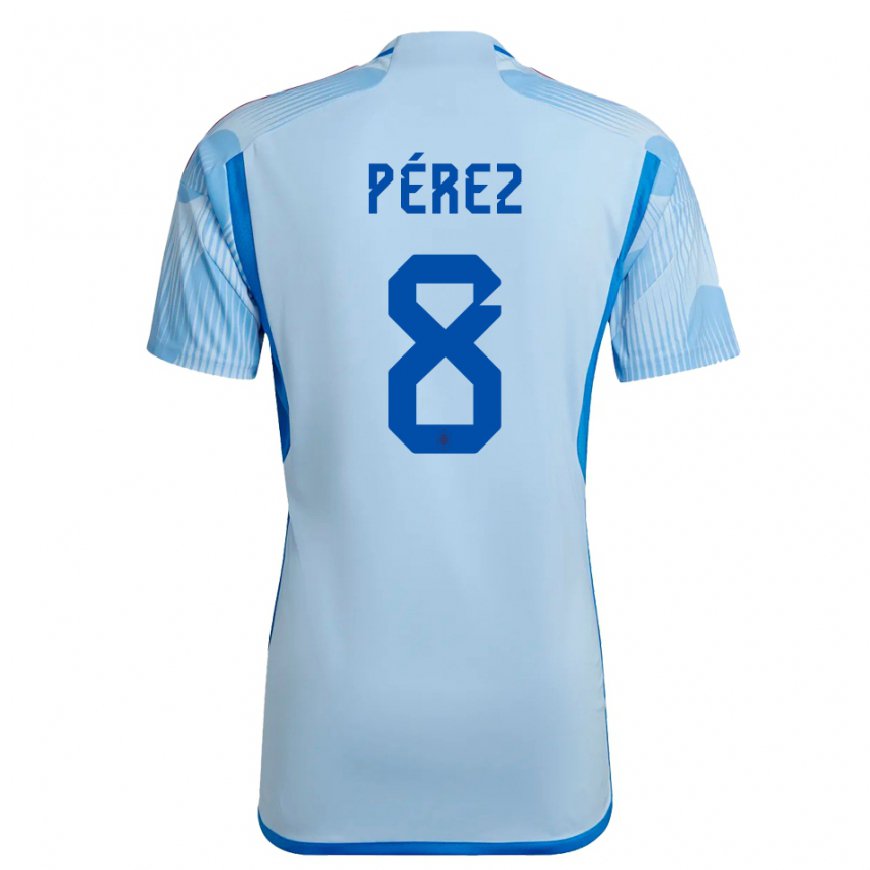 Kandiny Női Spanyol Dani Perez #8 Sky Kék Idegenbeli Jersey 22-24 Mez Póló Ing