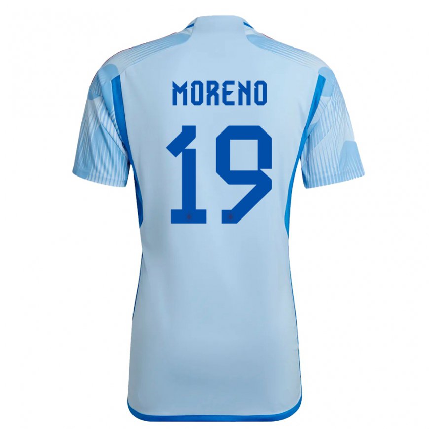Kandiny Női Spanyol Victor Moreno #19 Sky Kék Idegenbeli Jersey 22-24 Mez Póló Ing