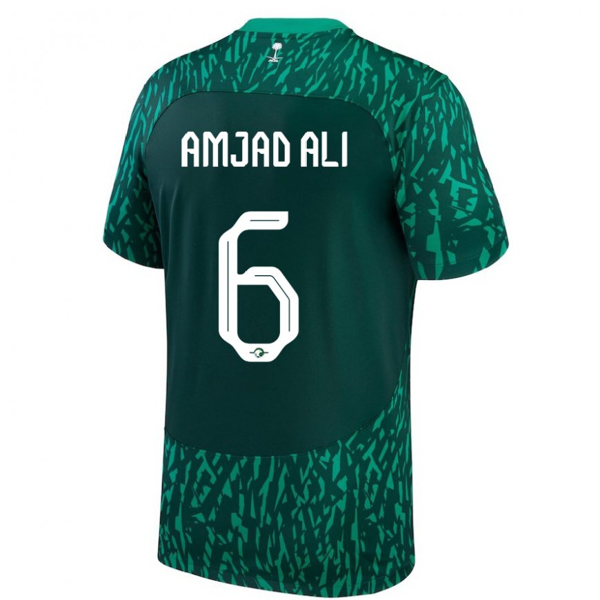 Kandiny Női Szaúd-arábiai Amjad Ali #6 Dark Zöld Idegenbeli Jersey 22-24 Mez Póló Ing
