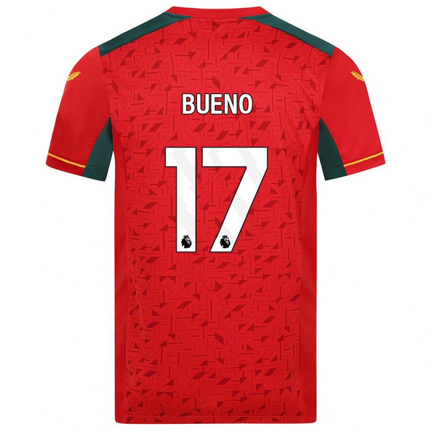 Kandiny Gyermek Hugo Bueno #17 Piros Idegenbeli Jersey 2023/24 Mez Póló Ing