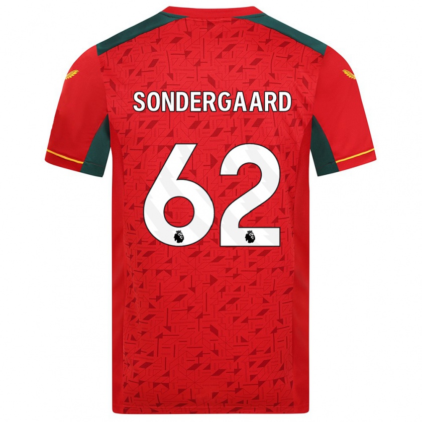 Kandiny Gyermek Andreas Sondergaard #62 Piros Idegenbeli Jersey 2023/24 Mez Póló Ing