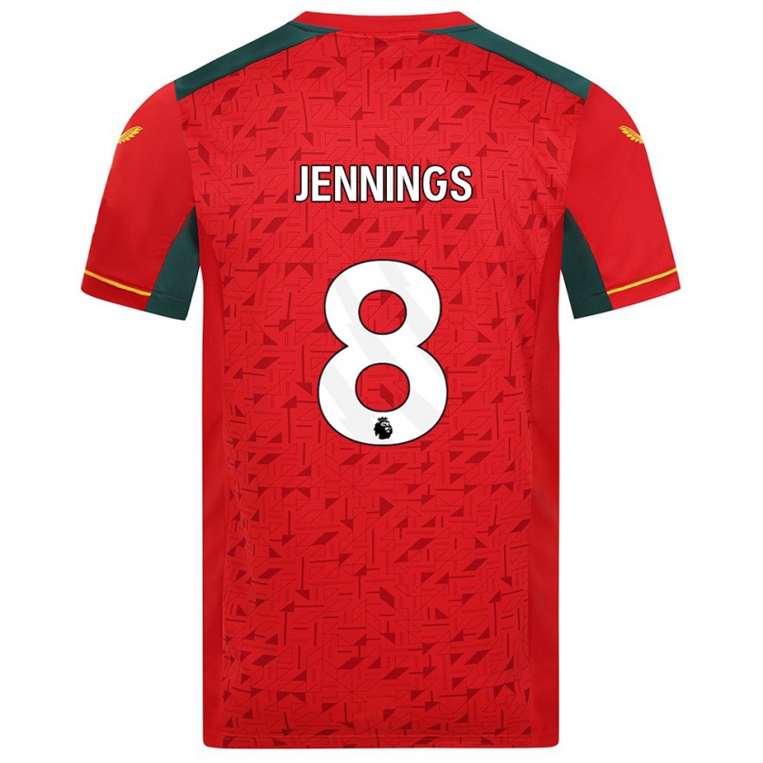 Kandiny Gyermek Shannie Jennings #8 Piros Idegenbeli Jersey 2023/24 Mez Póló Ing